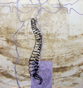 Stefan Voigt / Exit "Rückrad" / Mischtechnik auf Leinwand / 100 x 100 cm / 2006