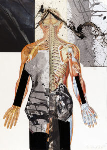 Stefan Voigt / Testsession 05 / Siebdruck, Montage a. Anatomie-Schautafel (Papier) / 118 x 84 cm / 2004