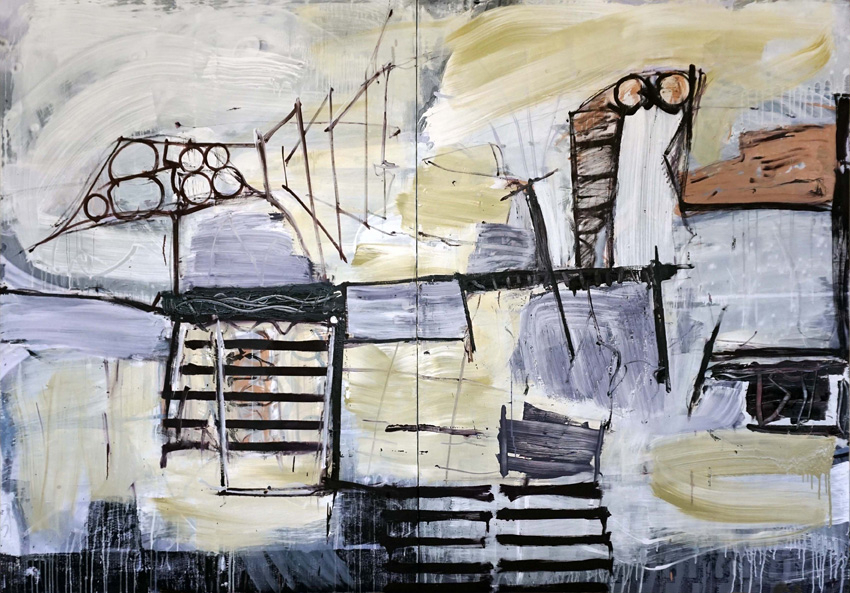 L´attentat Stefan Voigt / L´attentat / Öl, Acryl auf Leinwand / 165 x 240 cm / 2018